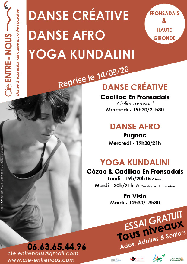 Danse Créative, Afro et Yoga Kundalini en Haute Gironde
